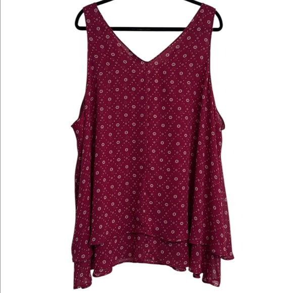 Lane Bryant 2 Tiered Sleeveless Patterned Blouse 🌻 - Picture 5 of 5